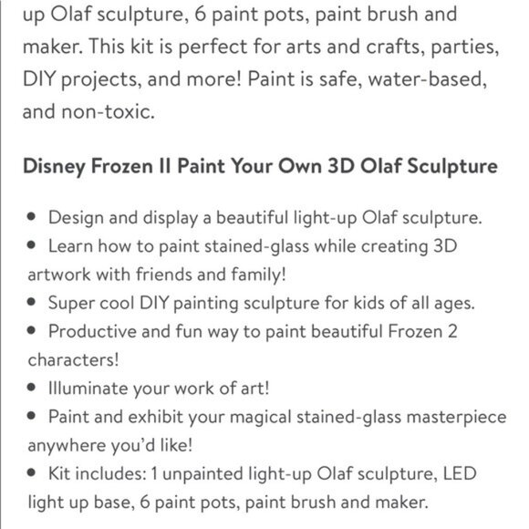Disney Frozen II Paint Your Own 3D Olaf Sculpture NEW - Picture 12 of 12